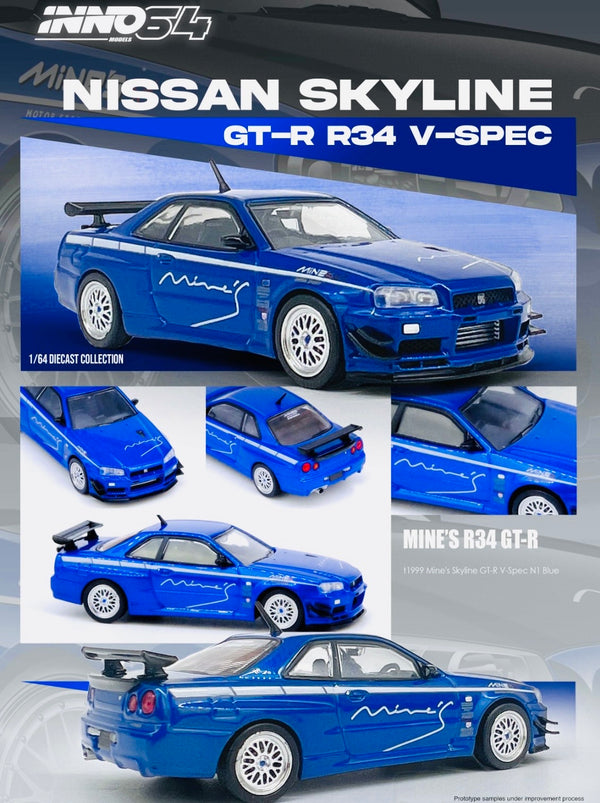 Inno64 Nissan Skyline GT-R (R34) V-Spec Tuned by "Mine's" Blue