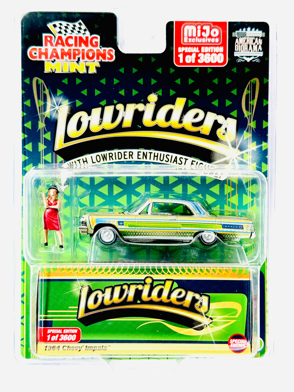 Racing Champions Mijo Exclusive 1964 Chevy Impala Lowrider Green W/ Fi –  Jcardiecast