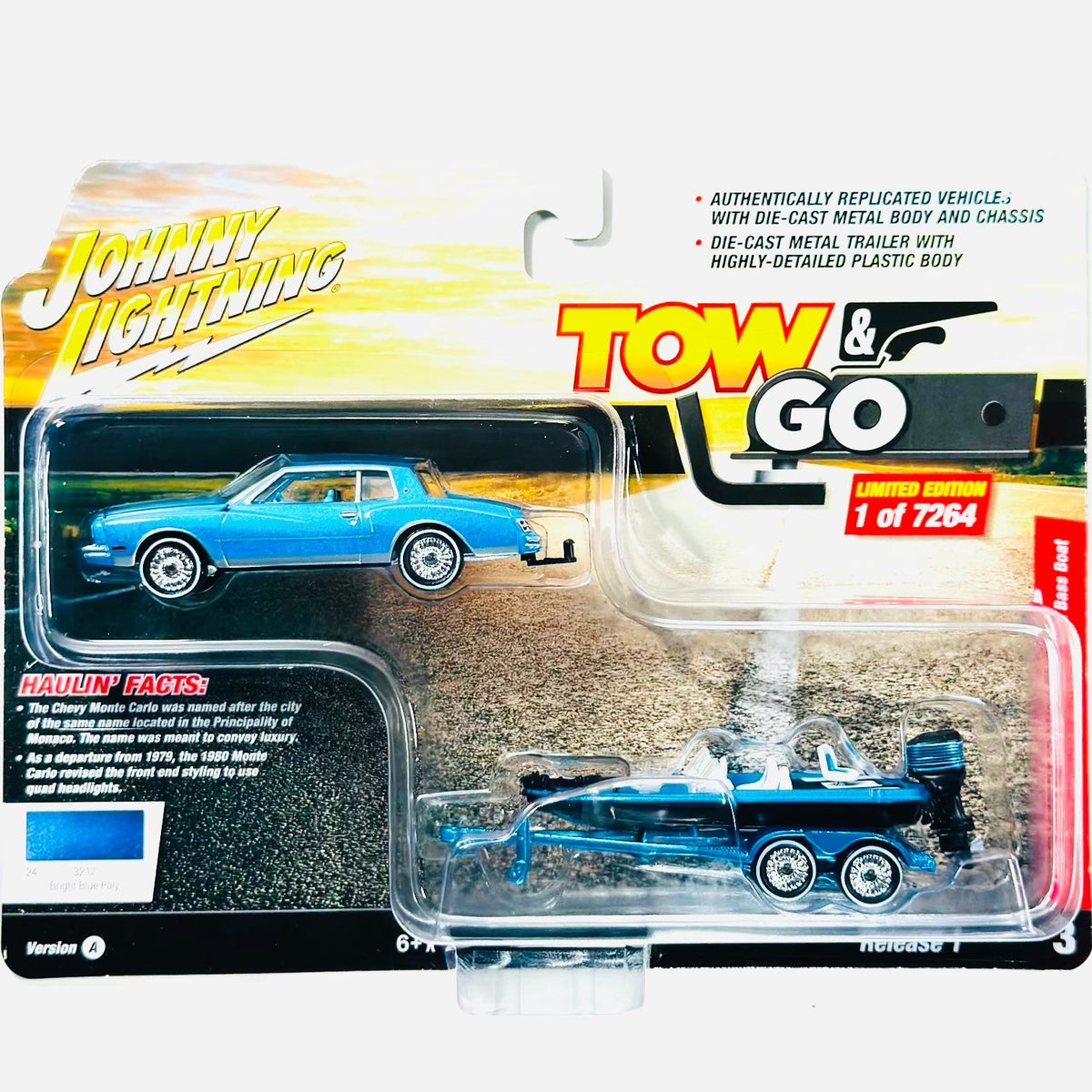 Johnny Lightning Tow & Go 1980 Chevrolet Monte Carlo W/ Bass Boat Trai –  Jcardiecast