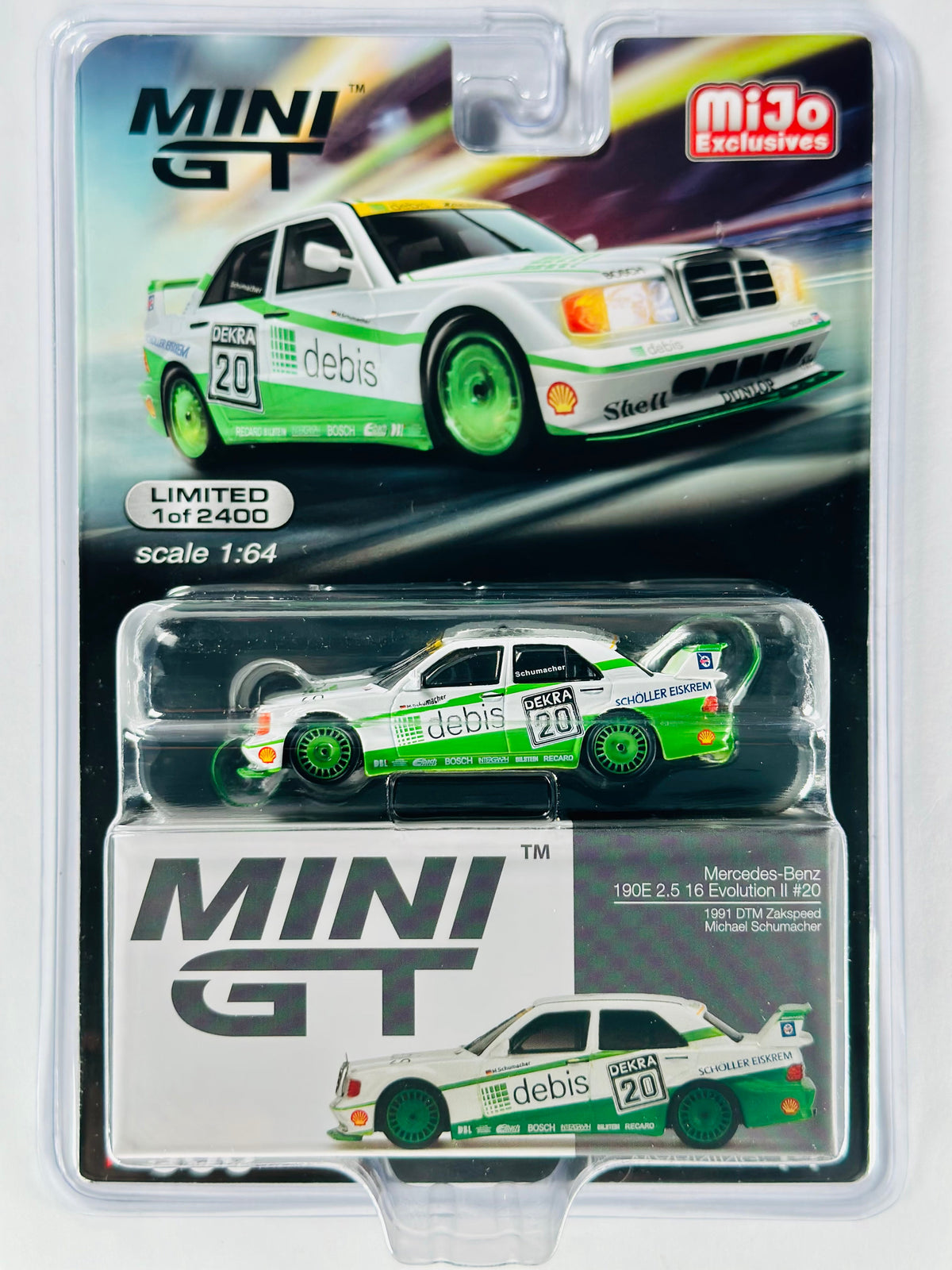 Mini GT Mijo Exclusives Mercedes-Benz 190E 2.5 16 Evolution II #20 1991 DTM  Zakspeed Michael Schumacher #366