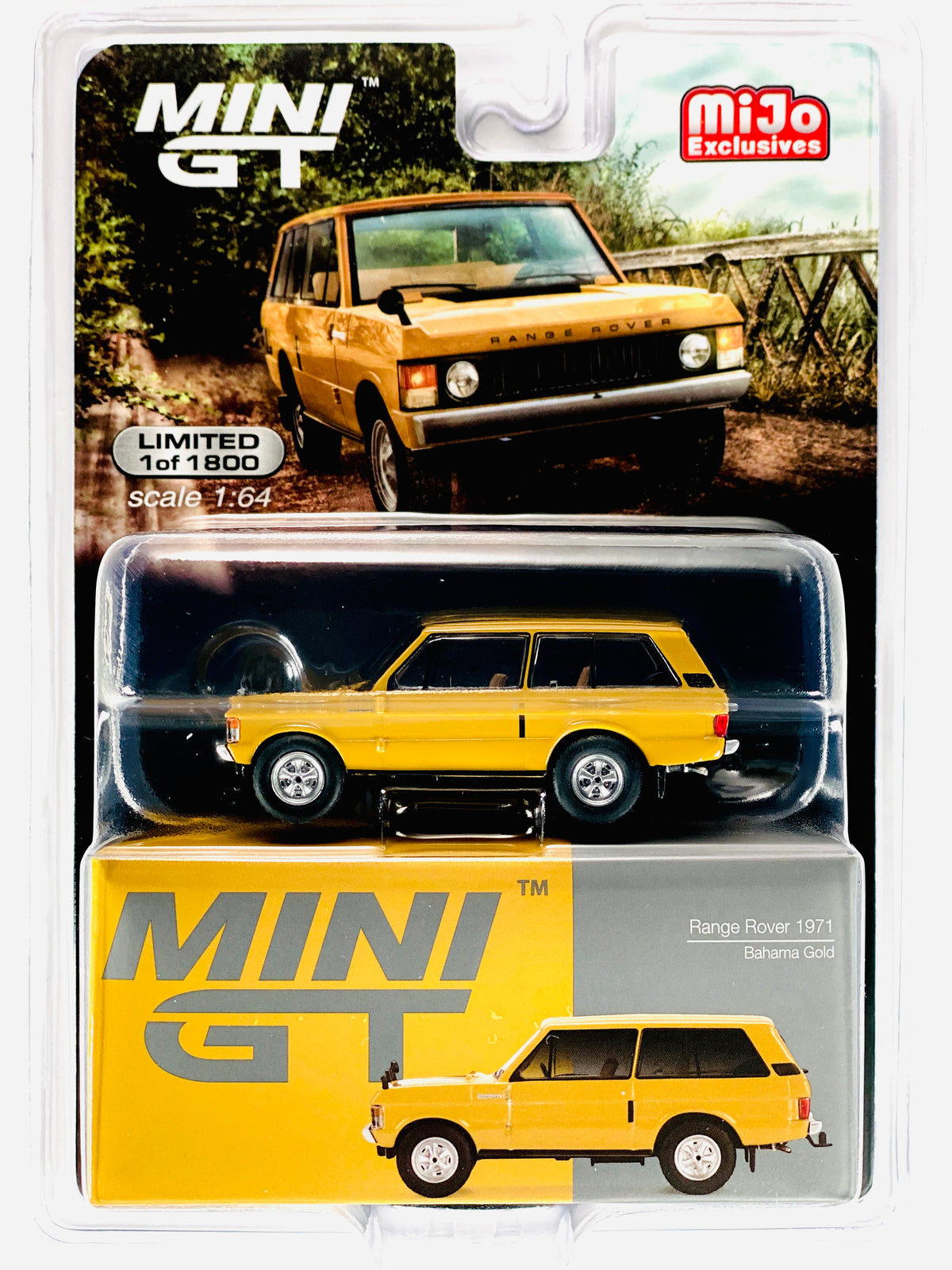 MINI GT MIJO EXCLUSIVES RANGE ROVER 1971 BAHAMA GOLD