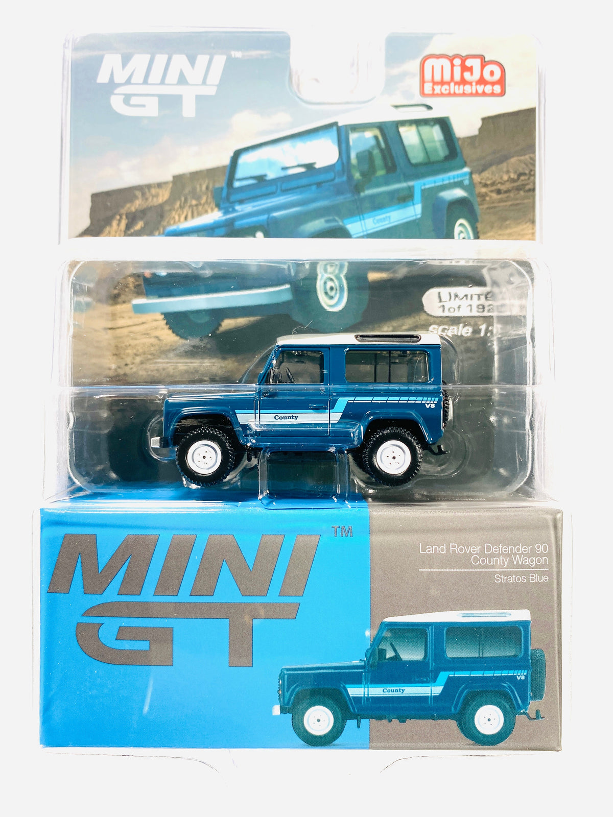 Mini GT 1:64 #353 Land Rover Defender 90 County Wagon (Stratos